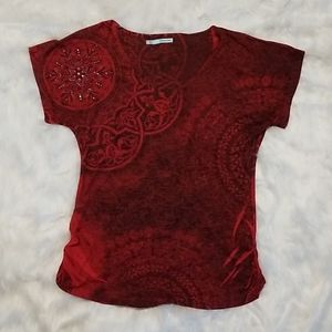 Maurices Red&Black SS Blouse